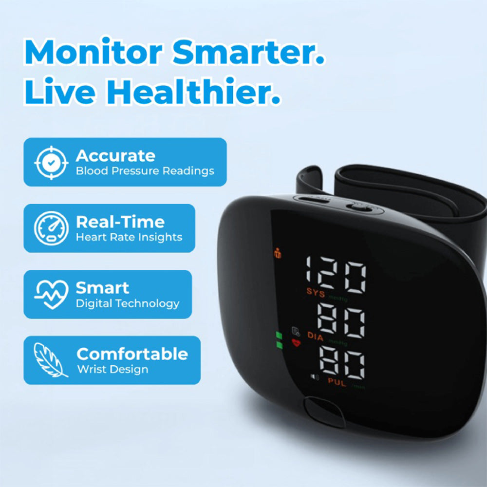 Portable Wrist Blood Pressure Meter Home Health Care BP Monitor