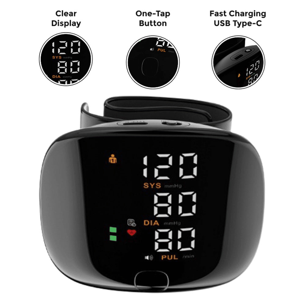 Portable Wrist Blood Pressure Meter Home Health Care BP Monitor