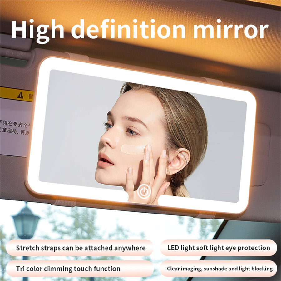 Led Sun Visor Vanity Mirror, Upgraded Large Car Mirrors with Lights, Dimmable Light up Vanity Makeup Mirror for Car,Rechargeable Universal Rear View Visor Mirrors