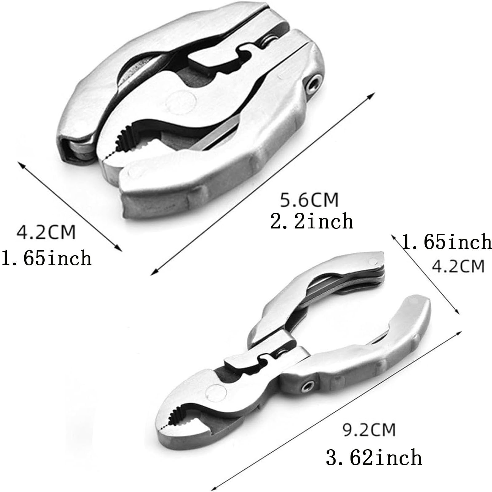 9-in-1 Keychain Multitool Pliers, Compact Pocket Tool, Stainless Steel Mini Folding Gear, Screwdrivers, Wire Cutter, Stripper, Crimper, Bottle Opener, Camping Hiking Repair