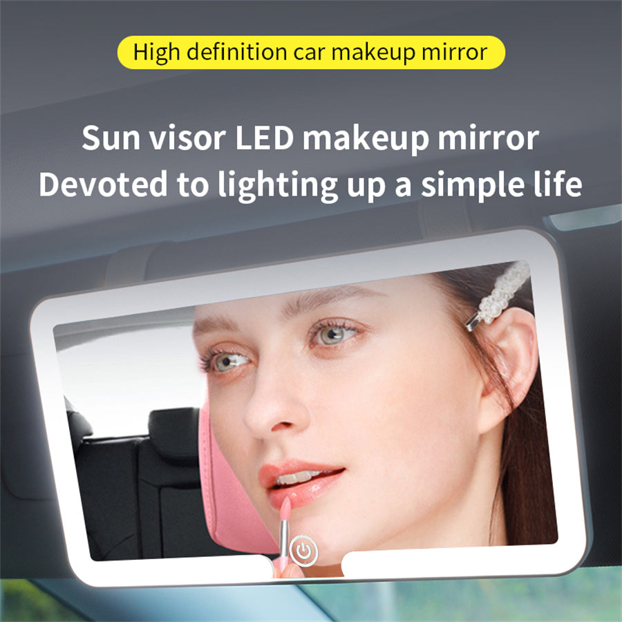 Led Sun Visor Vanity Mirror, Upgraded Large Car Mirrors with Lights, Dimmable Light up Vanity Makeup Mirror for Car,Rechargeable Universal Rear View Visor Mirrors