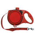4-in-1 Retractable Dog Leash with Water Bottle, Foldable Bowl & Waste Bag Dispenser, 360° Swivel Non-slip Handle