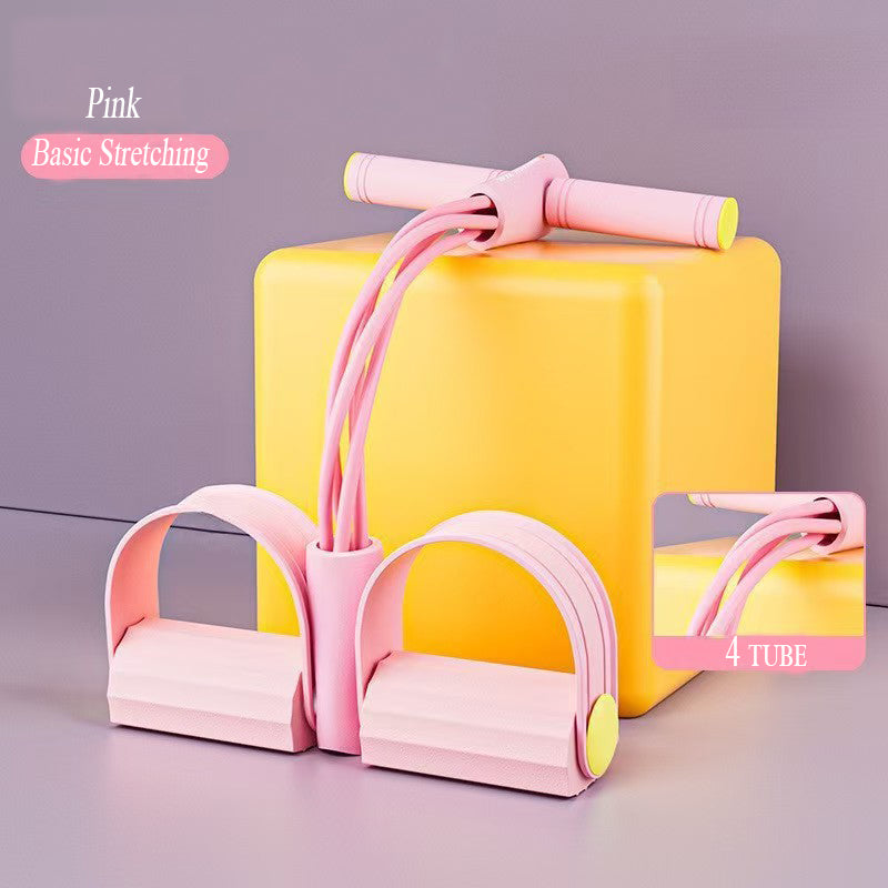 4 tube/6 tube/8 tube Resistance Band with Pedal - Elastic Sport Home Fitness Elastic Stretcher with Non-Slip Handles for Abdominal and Full Workout