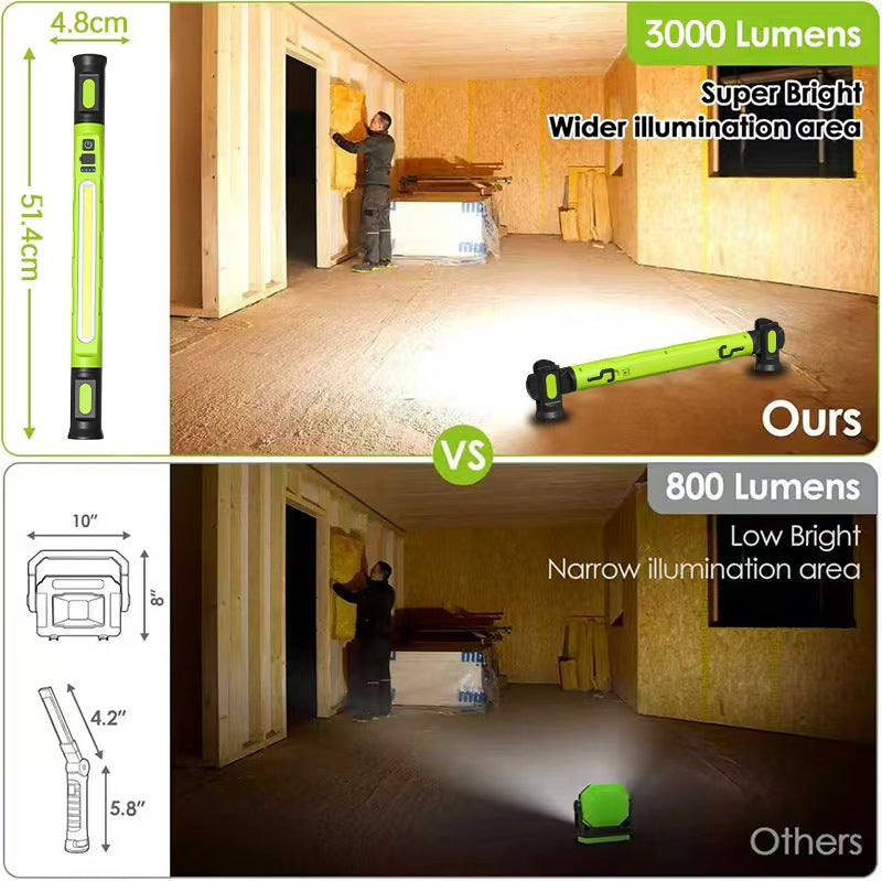 【FathersDayGift】Under Hood Work Light Bar, 3000LM LED Magnetic Light Bar with Hooks, 5200mAh Cordless Rechargeable Hood Light, Single Pack, Ideal for Mechanic, Car Repair & Garage Use
