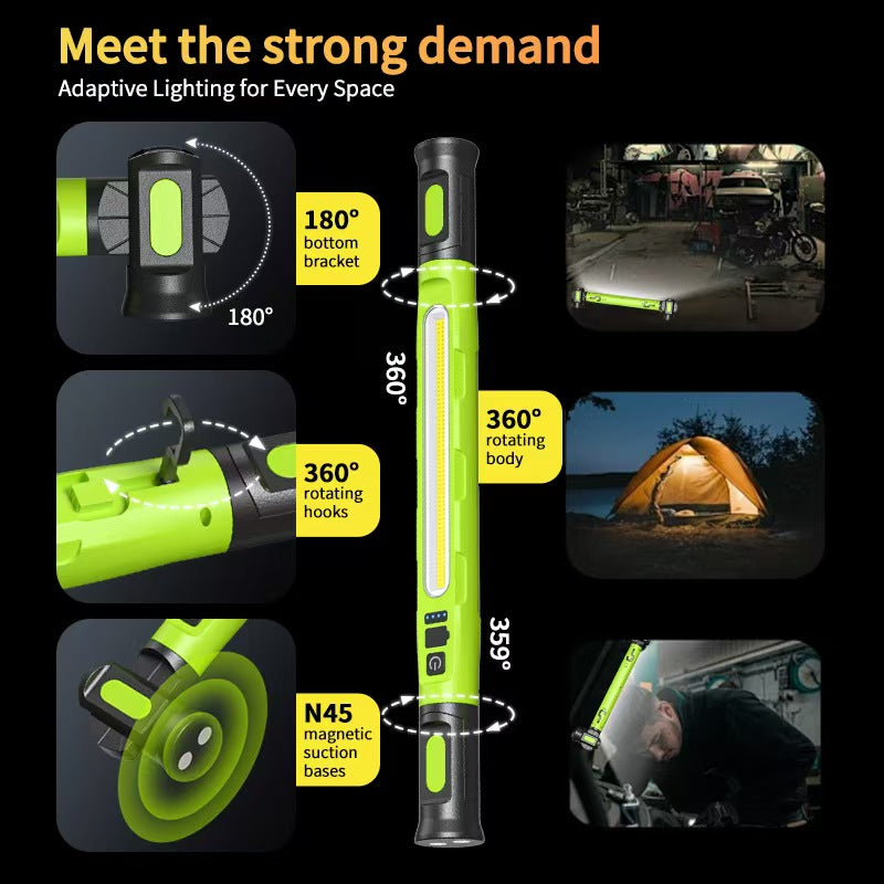 【FathersDayGift】Under Hood Work Light Bar, 3000LM LED Magnetic Light Bar with Hooks, 5200mAh Cordless Rechargeable Hood Light, Single Pack, Ideal for Mechanic, Car Repair & Garage Use