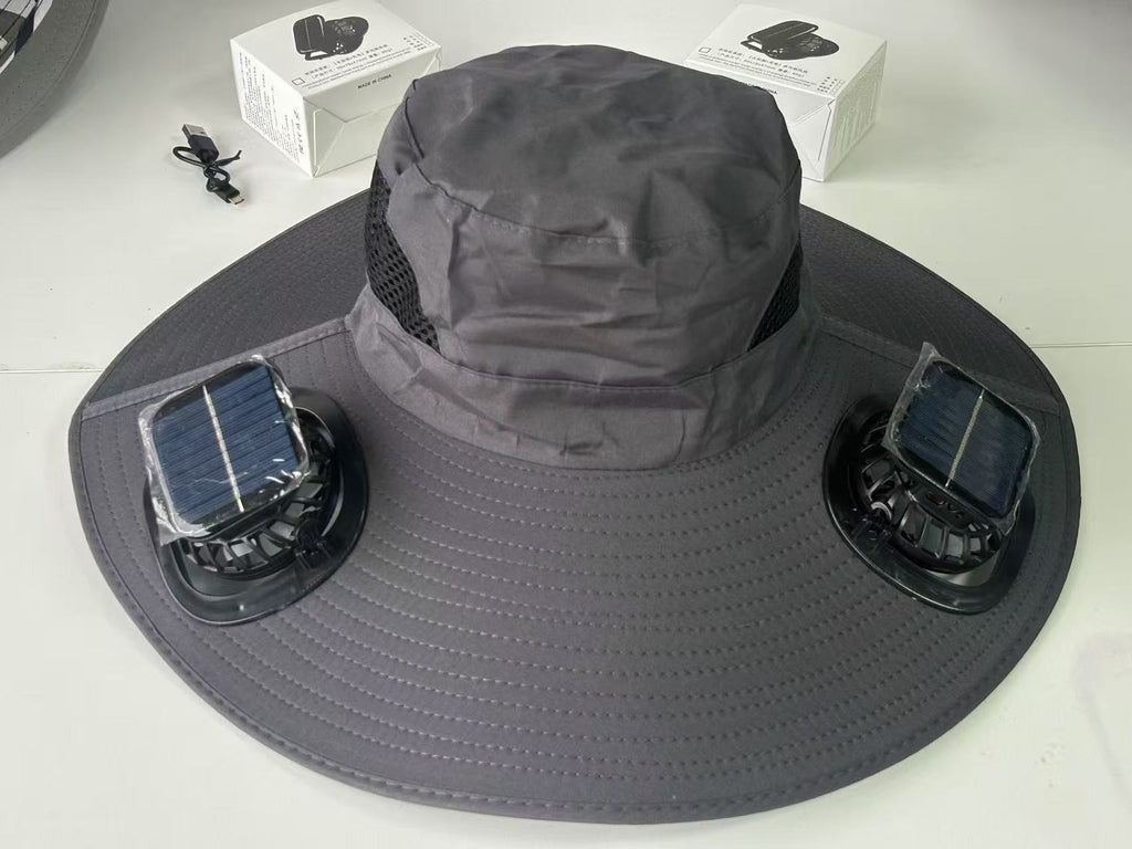 Final 3 Hours: 60%OFF 🔥Solar Fan Hat, Hat with Fans Solar Powered, Outdoor Wide Brim Sun Hats with 2 Fans,