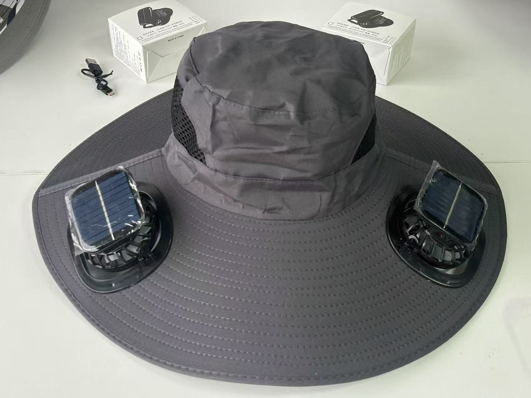 Final 3 Hours: 60%OFF 🔥Solar Fan Hat, Hat with Fans Solar Powered, Outdoor Wide Brim Sun Hats with 2 Fans,