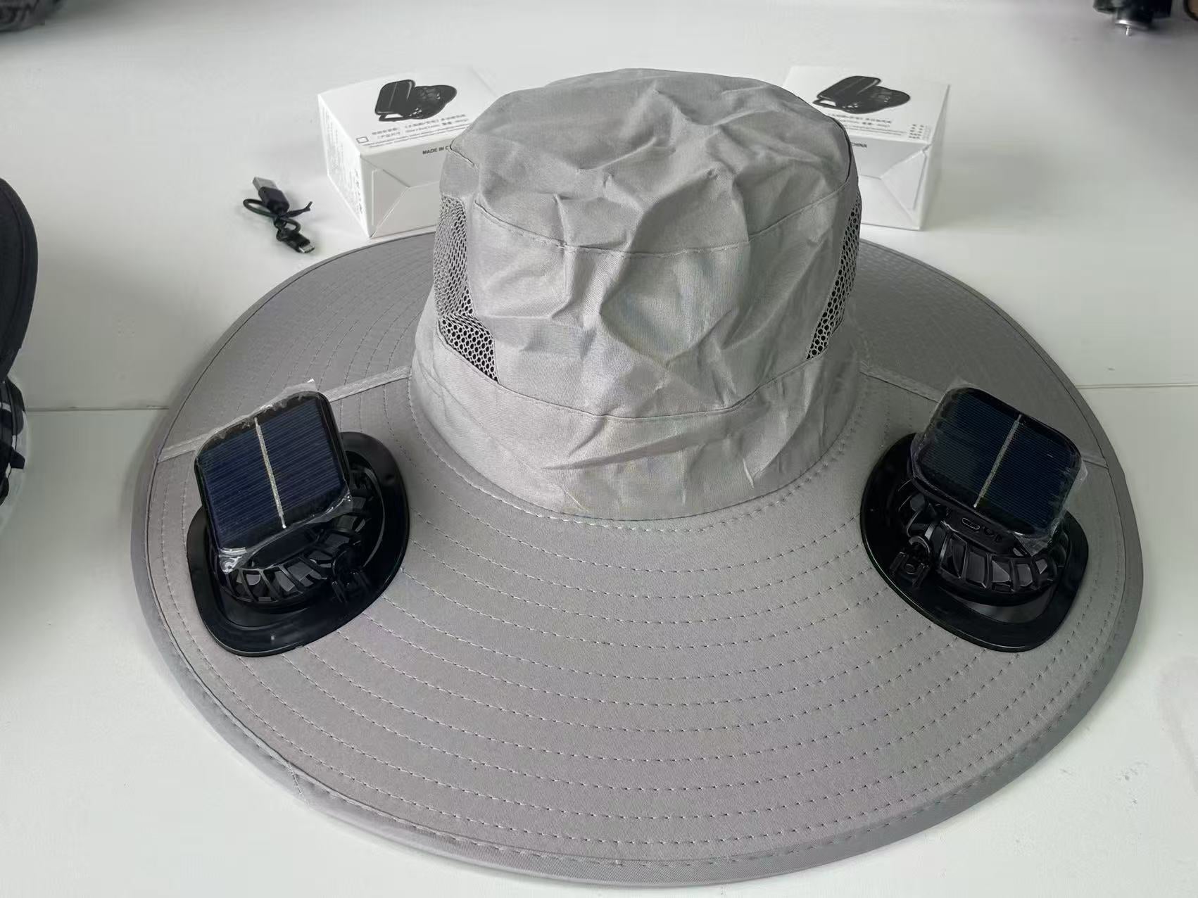 Final 3 Hours: 60%OFF 🔥Solar Fan Hat, Hat with Fans Solar Powered, Outdoor Wide Brim Sun Hats with 2 Fans,