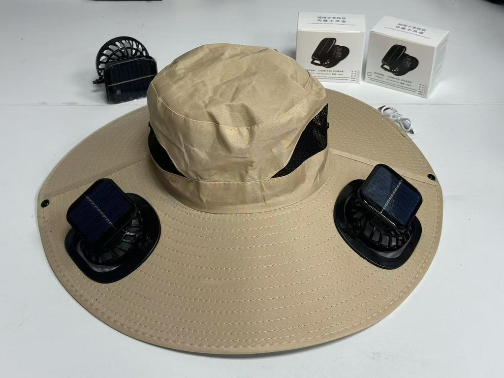 Final 3 Hours: 60%OFF 🔥Solar Fan Hat, Hat with Fans Solar Powered, Outdoor Wide Brim Sun Hats with 2 Fans,