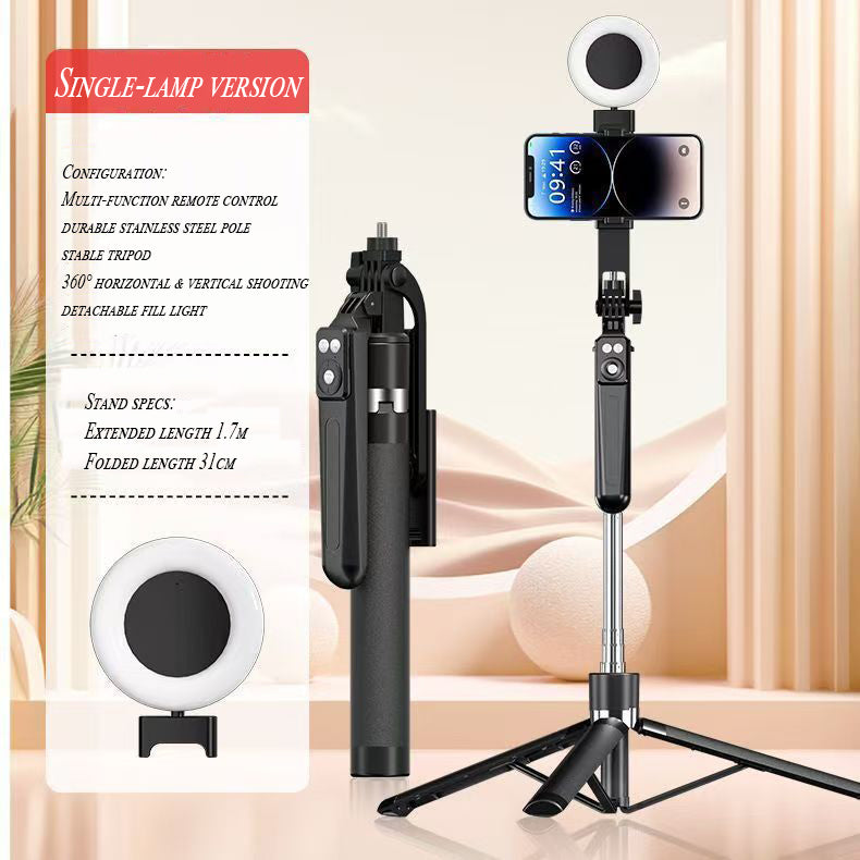 B16 Selfie Stick Tripod with Ring Light 360°Rotation, Dual Fill Lights, Selfie Light，Wireless Remote for iPhone Android phone tripod for Vlog stand content Gifts