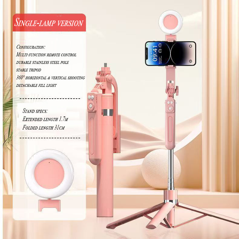 B16 Selfie Stick Tripod with Ring Light 360°Rotation, Dual Fill Lights, Selfie Light，Wireless Remote for iPhone Android phone tripod for Vlog stand content Gifts