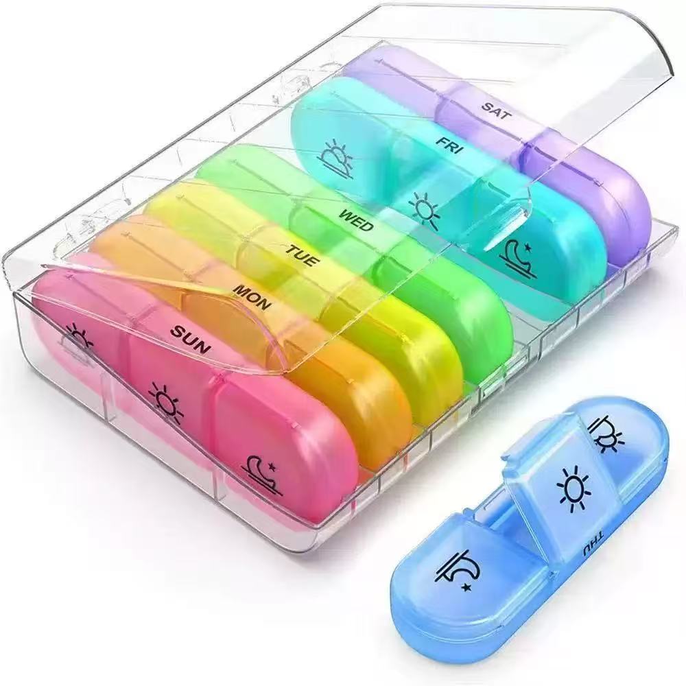 Food-grade material medicine box, 7 days a week, 14 compartments, 28 compartments, convenient medicine storage box