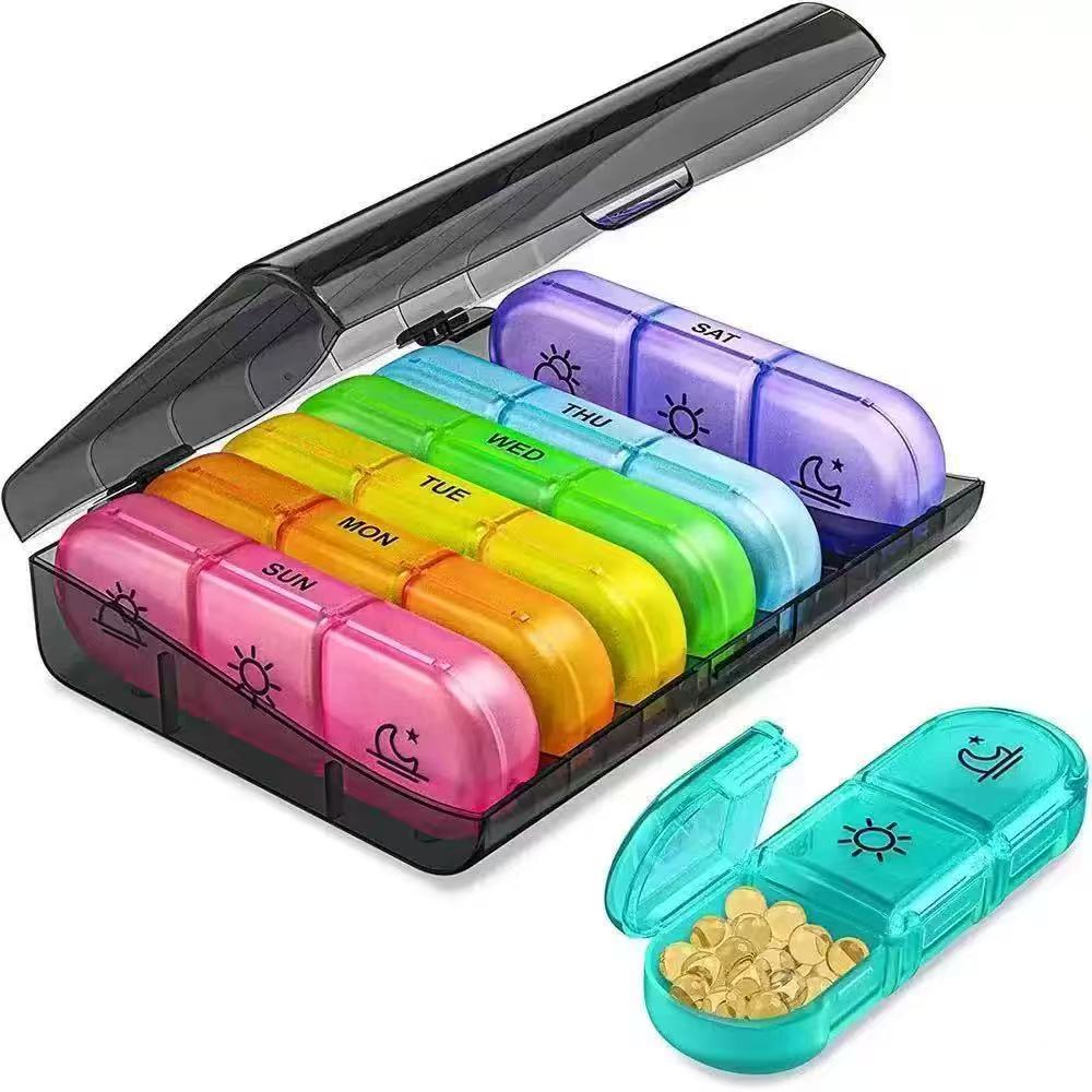 Food-grade material medicine box, 7 days a week, 14 compartments, 28 compartments, convenient medicine storage box