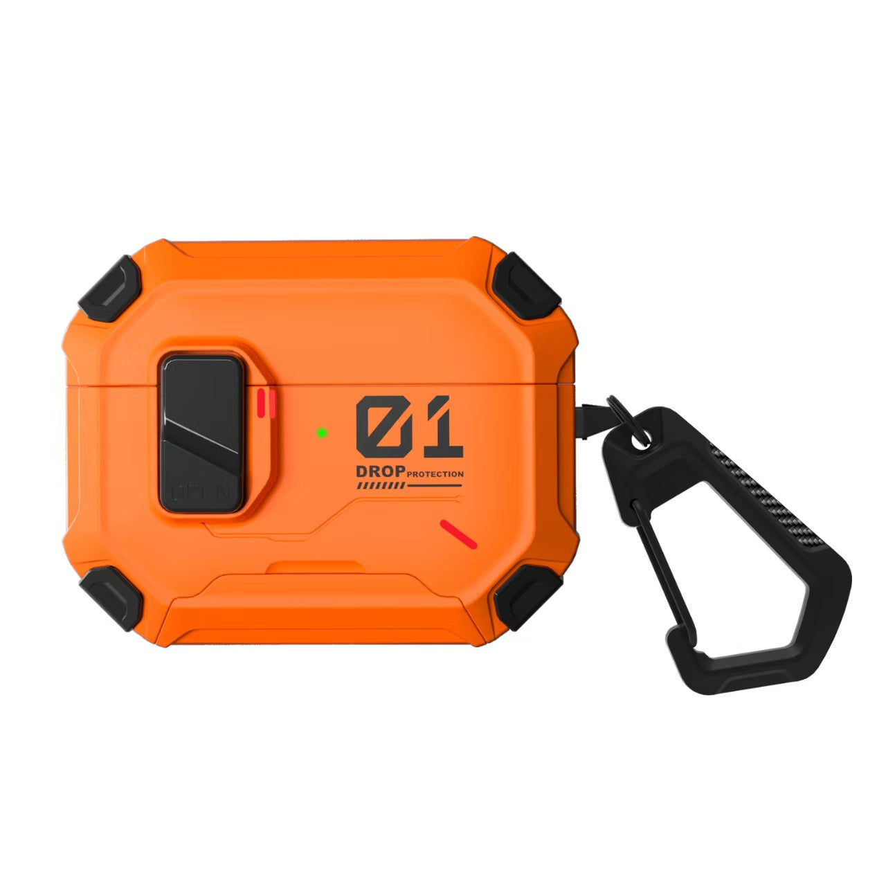 Protective case suitable for AirPods 4 and AirPods Pro 2/3 generations. Automatic pop-up cover with safety latch. Military-grade shock-resistant hard shell case. Magnetic wireless charging. Can be used as a phone stand.