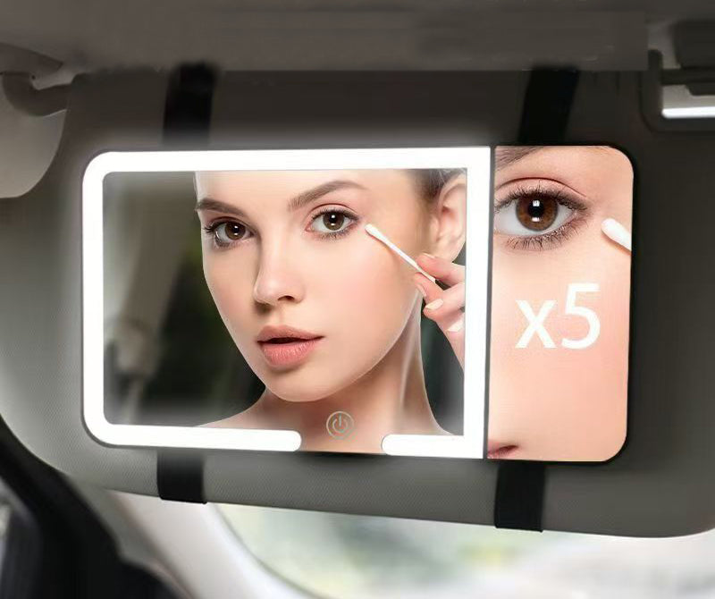 Led Sun Visor Vanity Mirror, Upgraded Large Car Mirrors with Lights, Dimmable Light up Vanity Makeup Mirror for Car,Rechargeable Universal Rear View Visor Mirrors