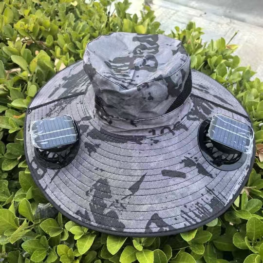 Final 3 Hours: 60%OFF 🔥Solar Fan Hat, Hat with Fans Solar Powered, Outdoor Wide Brim Sun Hats with 2 Fans,