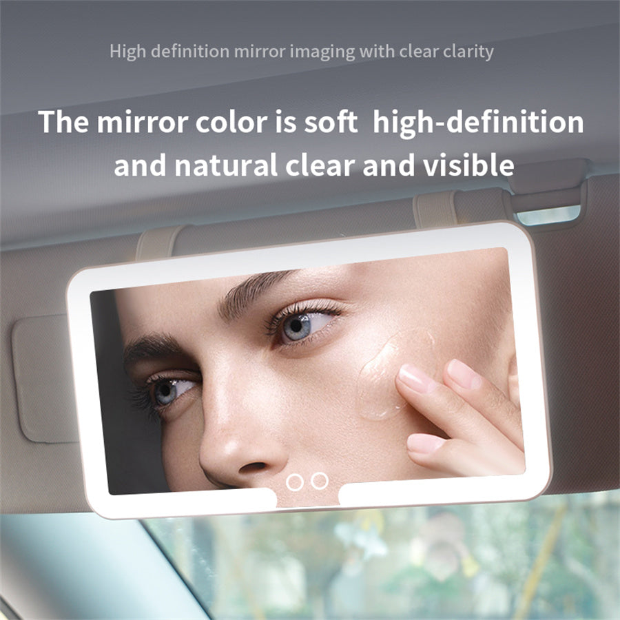 Led Sun Visor Vanity Mirror, Upgraded Large Car Mirrors with Lights, Dimmable Light up Vanity Makeup Mirror for Car,Rechargeable Universal Rear View Visor Mirrors
