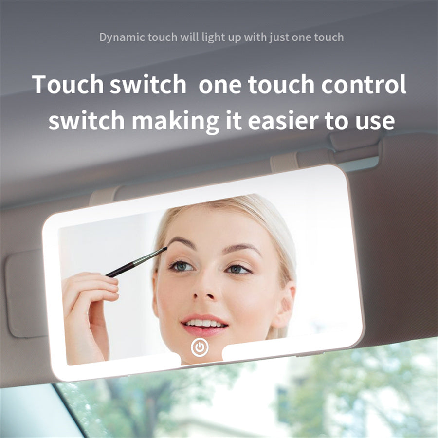Led Sun Visor Vanity Mirror, Upgraded Large Car Mirrors with Lights, Dimmable Light up Vanity Makeup Mirror for Car,Rechargeable Universal Rear View Visor Mirrors