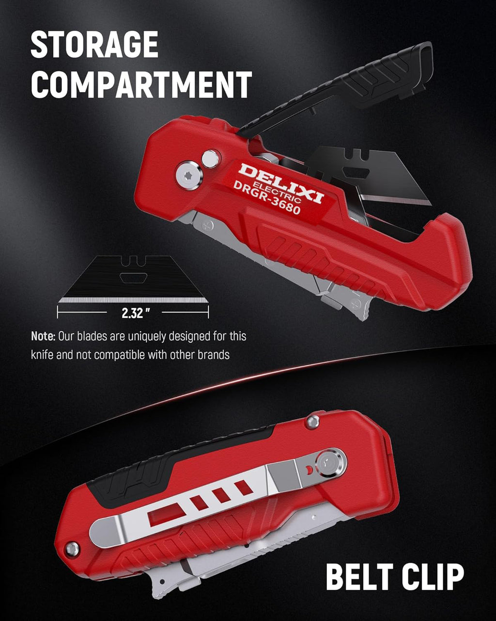 DELIXI 2-in-1 Utility Knife Scraper,Folding Utility Scraper Tool,Heavy-Duty Zinc Alloy Body, SK2 Black Blade Storage & Replacements, Razor Blade Scraper, Cardboard Cutter, EDC Tools and Gadgets for Home, Office fathersdaygift