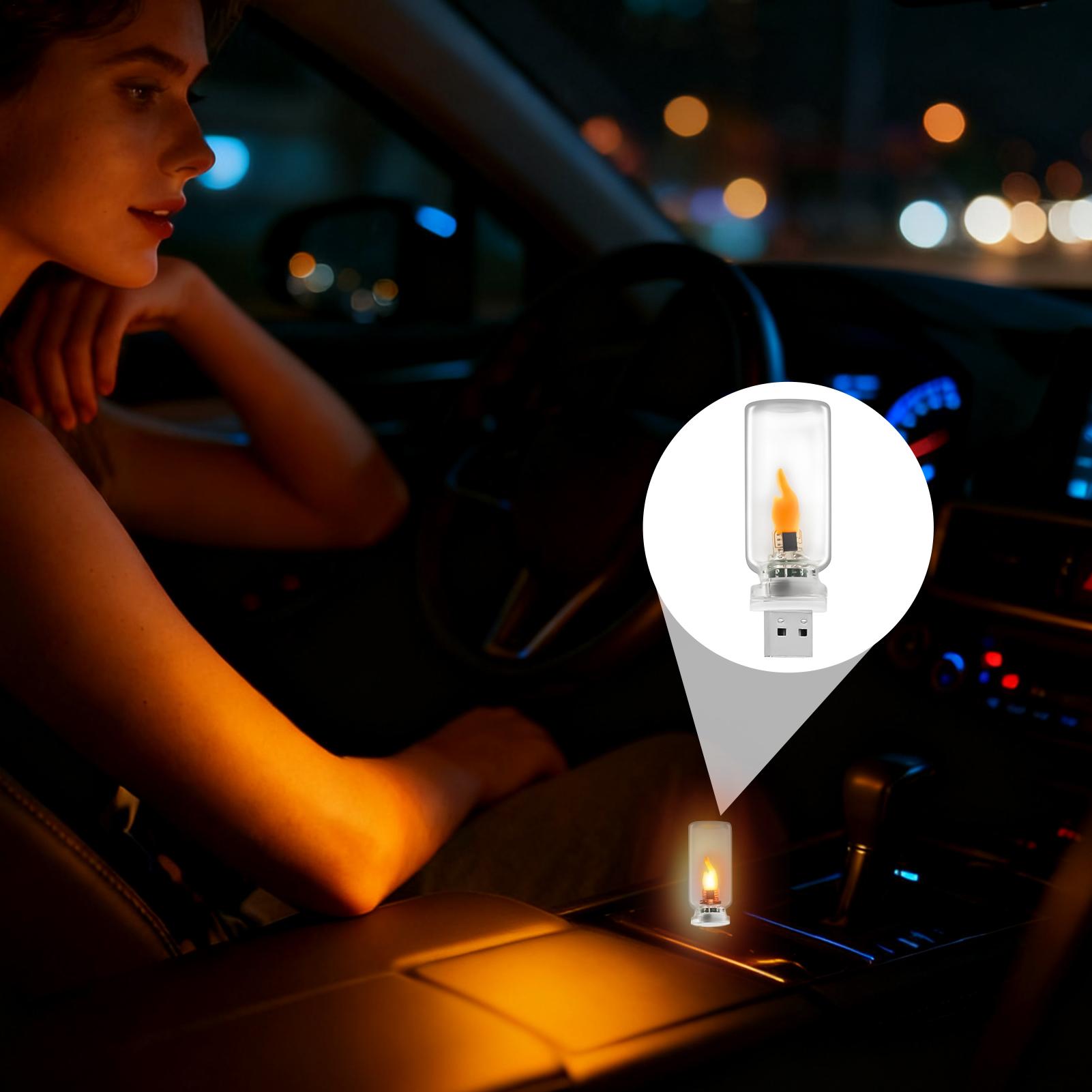 USB Plug-in LED Flame Effect Lamp, Compact Vintage Flameless Lighting for Home Party Bedroom Holiday Outdoor Use