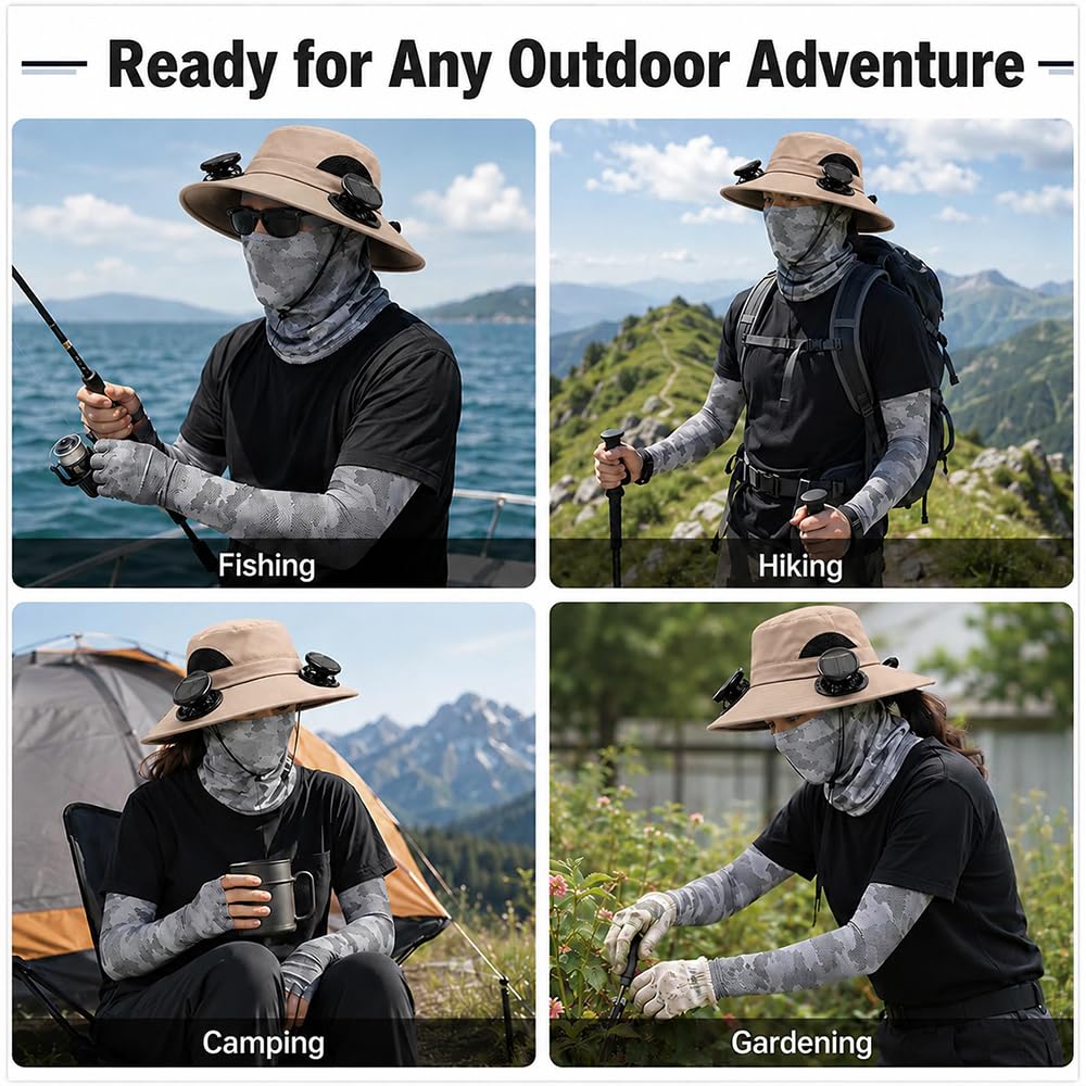 Final 3 Hours: 60%OFF 🔥Solar Fan Hat, Hat with Fans Solar Powered, Outdoor Wide Brim Sun Hats with 2 Fans,