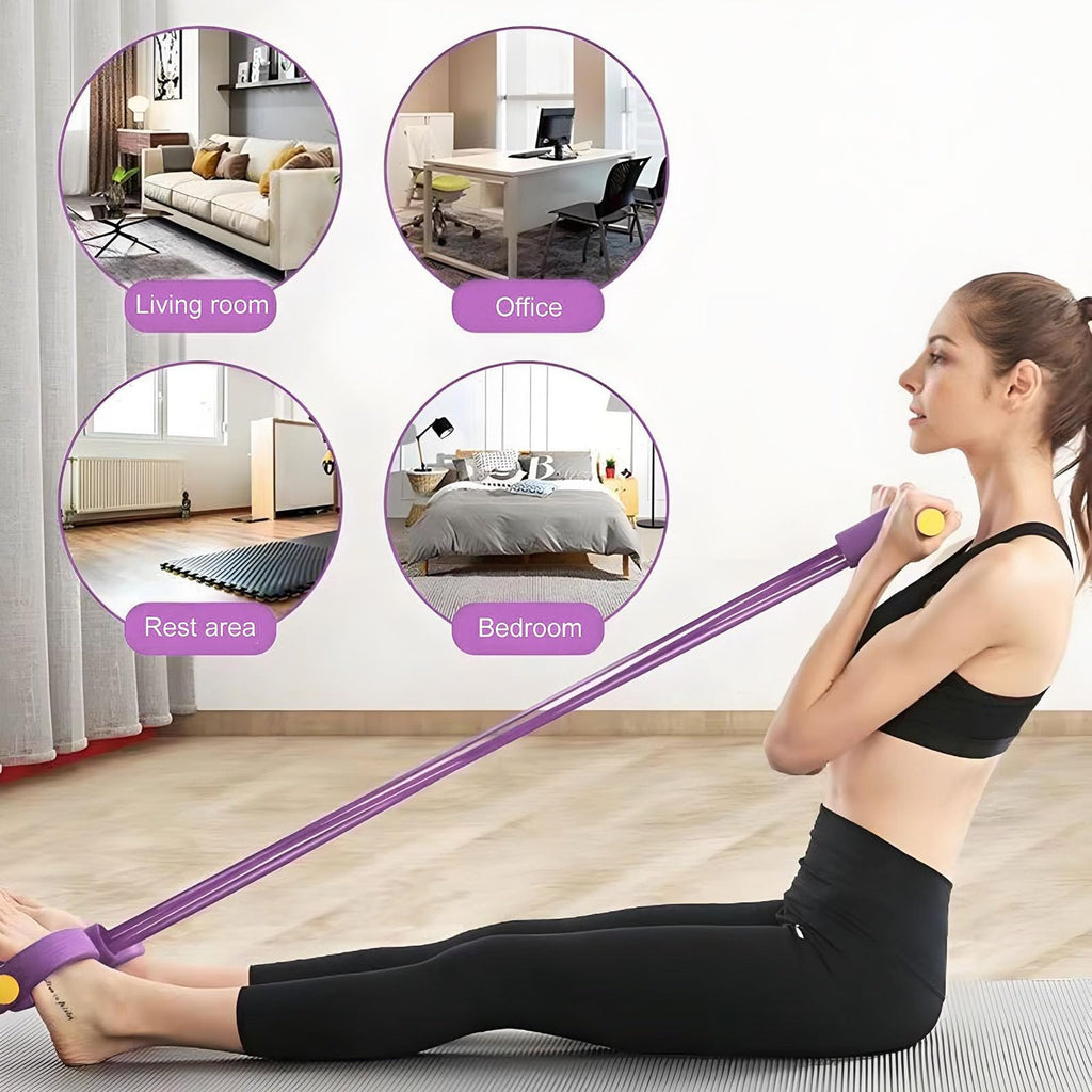4 tube/6 tube/8 tube Resistance Band with Pedal - Elastic Sport Home Fitness Elastic Stretcher with Non-Slip Handles for Abdominal and Full Workout