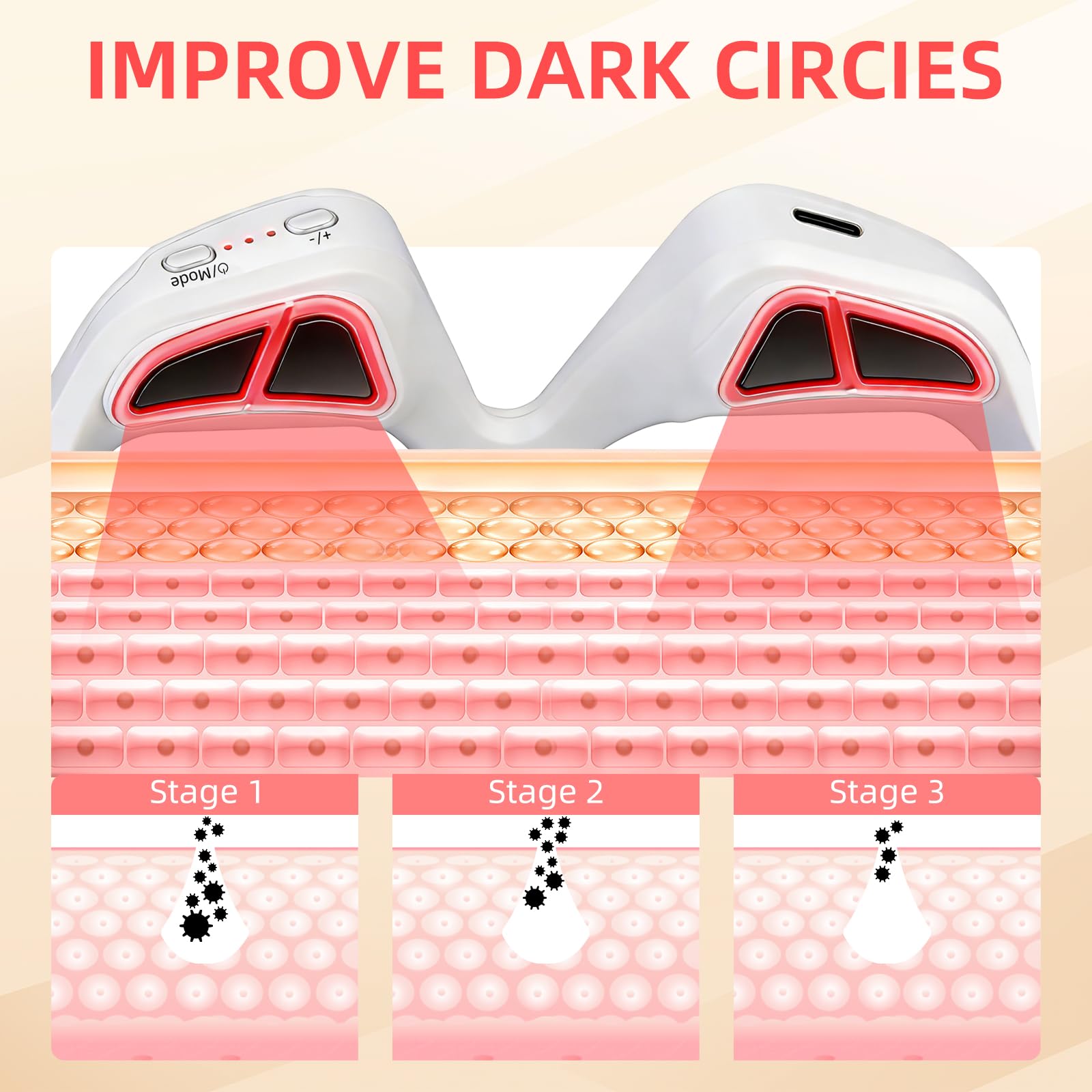 Microcurrent Massage Eye Care Device EMS Eye Red Light Massager - Reduces Dark Circles and Enhances Eye Beauty