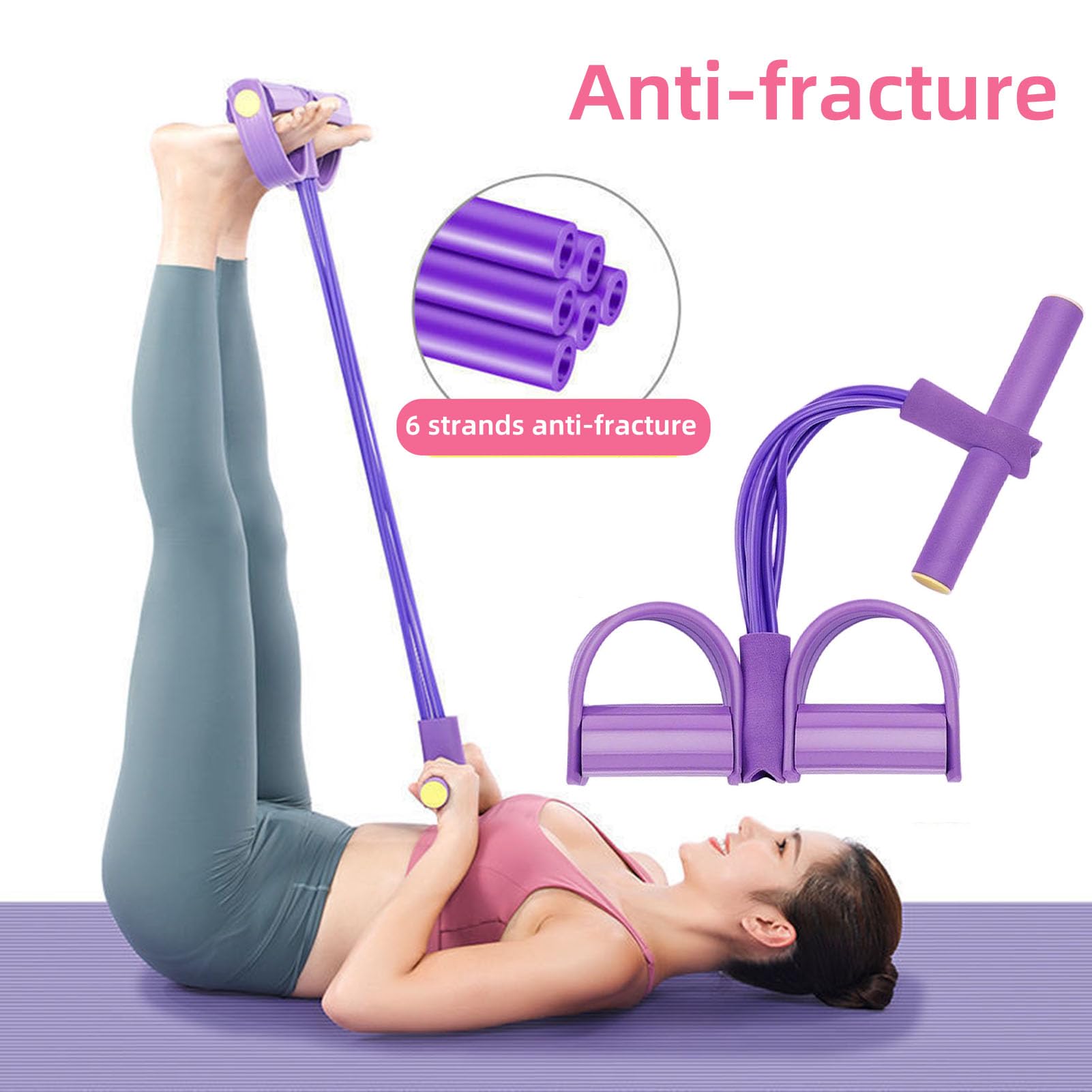 4 tube/6 tube/8 tube Resistance Band with Pedal - Elastic Sport Home Fitness Elastic Stretcher with Non-Slip Handles for Abdominal and Full Workout