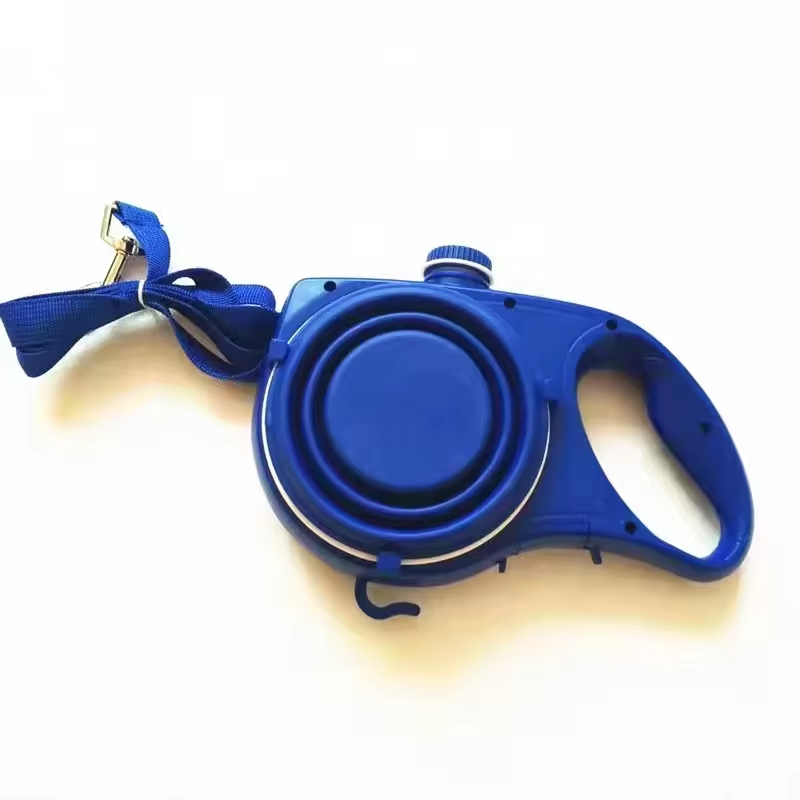 4-in-1 Retractable Dog Leash with Water Bottle, Foldable Bowl & Waste Bag Dispenser, 360° Swivel Non-slip Handle