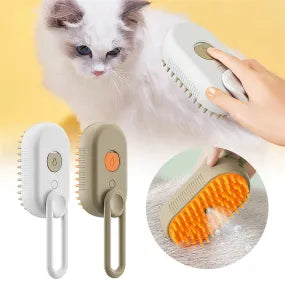 3-in-1 Electric Steam Pet Grooming Brush with Spray | Cat & Dog Hair Removal Comb